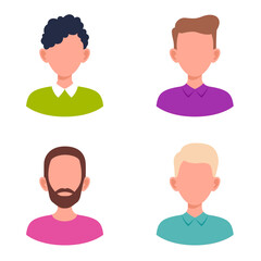 Set male portraits. Man user avatar profile.