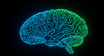 AI Brain Circuit Futuristic Neural Network & Digital Intelligence