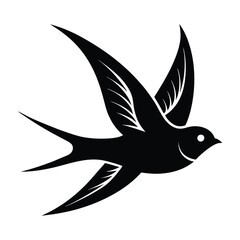 Swallow in Mid Flight with Curved Upward Wings Silhouette