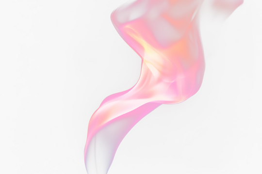 Abstract pink and orange smoke swirl on Transparent background.