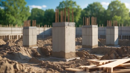 Fototapeta premium slab, beam, column, and footing construction process