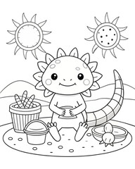 Axolotl coloring book far kids pages