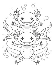 Axolotl coloring book far kids pages