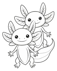 Axolotl coloring book far kids pages