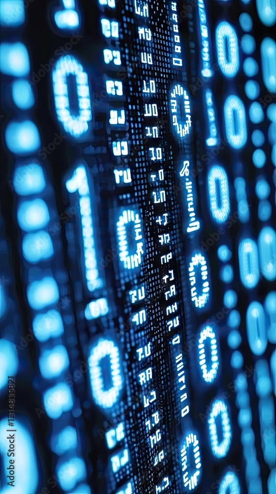 Poster binary code stream, digital data flow, technology background, abstract concept, website design