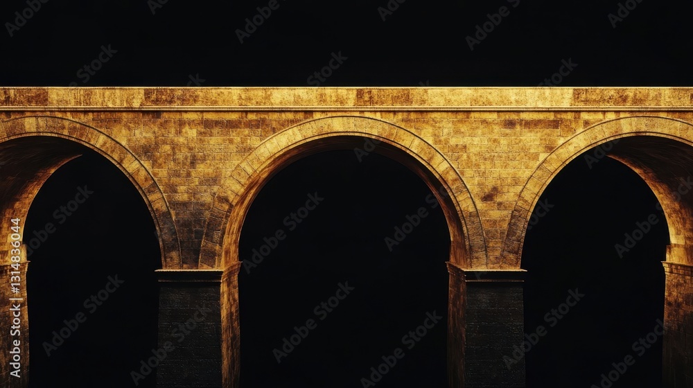 Aufkleber three arched stone structures with darkened negative space underneath