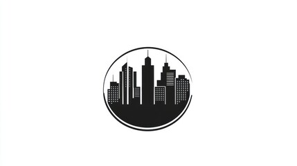 Fototapeta premium Cityscape silhouette, urban, skyline, oval, design, background, illustration, graphic
