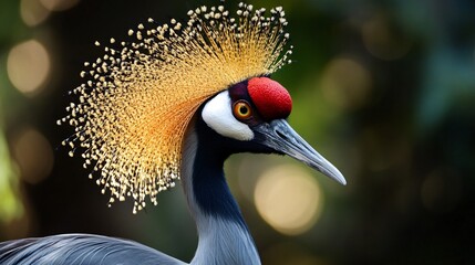 African Crowned Crane: Beautiful Bird in Profile