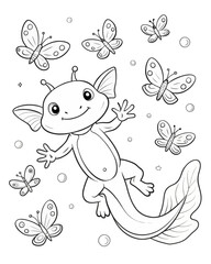 Axolotl coloring book far kids pages
