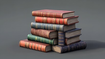 Naklejka premium Closeup stock of books on a minimalist background
