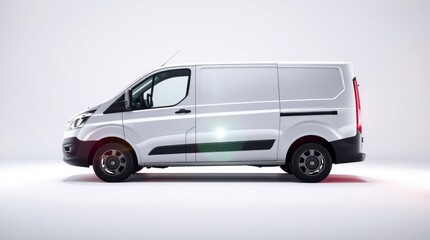 White Delivery Van Side View on White Background Perfect for Logistics