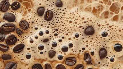 coffee beans with liquid coffee
