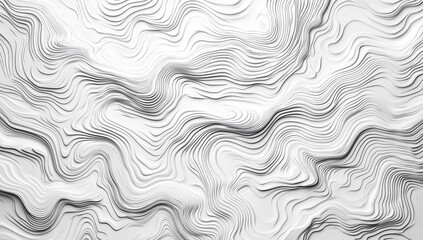 Fototapeta premium A 3D-rendered abstract wallpaper background featuring intricate white wavy lines, creating a fluid, undulating texture. Minimalist and modern design with soft curves, light shadows