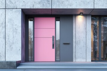 Bold 2025 trend color door highlights contemporary entrance.