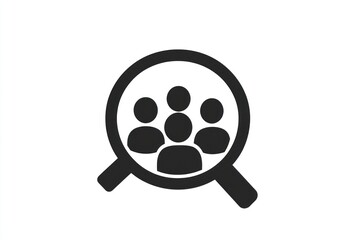 Magnifying glass over people group; team search