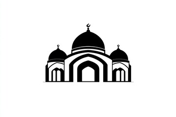 Obraz premium Mosque, Islamic architecture, simple design, white background, religious icon