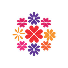 Colorful Floral Logo Design colorful arrangement of different flowers for spring celebration