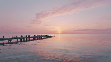 Serene Pastel Sunset Over Calm Ocean, General AI