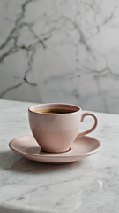 Elegant Coffee Cup on Marble Table with Soft Lighting, General AI