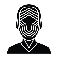 Biometric Face Recognition Scanner Silhouette in Modern Flat Vector