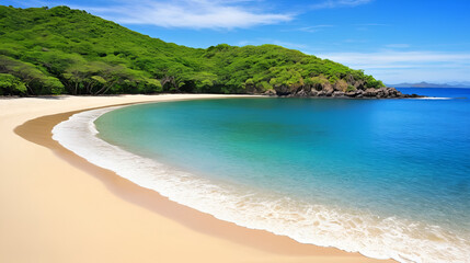 Playa Conchal, in Guanacaste, Costa Rica, is a stunning beach known for its unique seashell-covered shores, crystal-clear waters, and lush surroundings, perfect for a tropical escape.