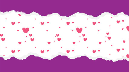 Kertasi robAn illustration of a paper that has been torn off, leaving the top and bottom. The center part has a heart and is blank and can be used to add text.ek vektor