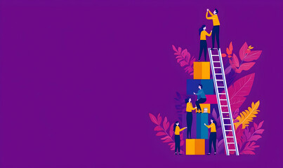 Team Building and Cooperation in Workplace Environment Illustration