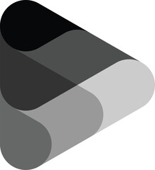 Illustration of the play icon with black to gray gradations.