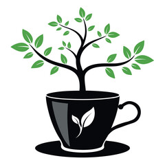      A black cup with a tree growing vector illustration.
