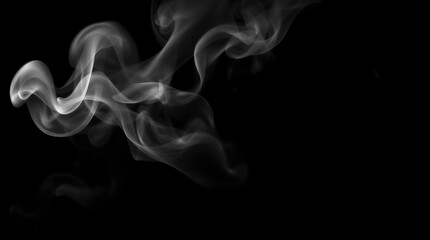 Swirling Smoke Texture on Black Background for Abstract Art and Design