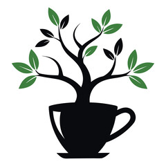      A black cup with a tree growing vector illustration.
