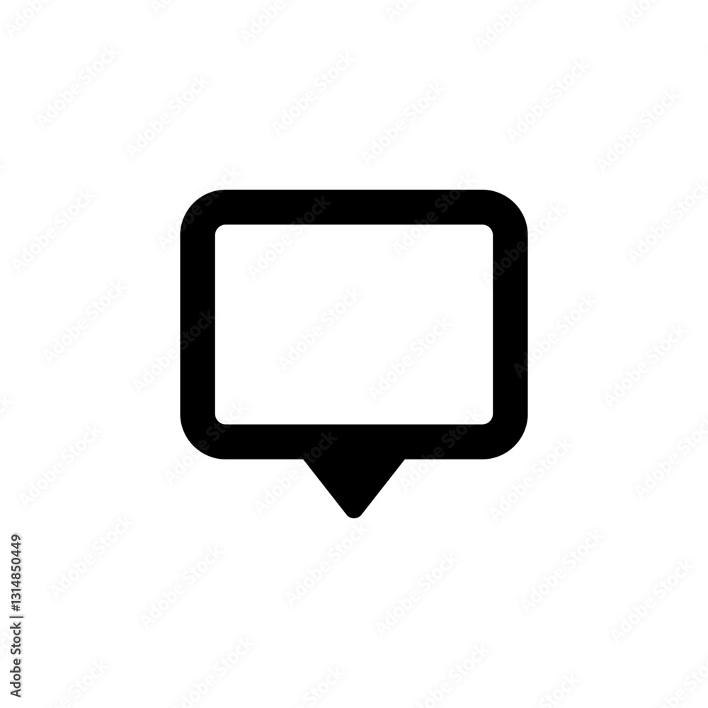 Poster black outlined square speech bubble icon representing communication and chat.