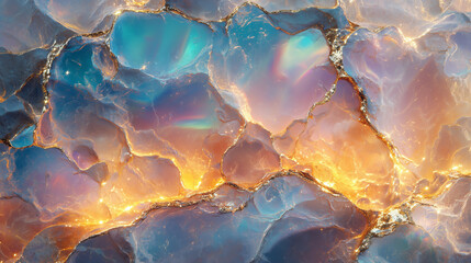 Fototapeta premium iridescent opal crystals with glowing reflections – ideal for luxury branding, gemstone-themed designs, and fantasy-inspired visuals