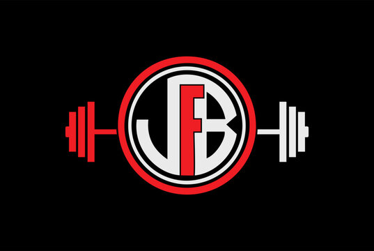 JFB ,BFJ gym and fitness logo design icon vector.