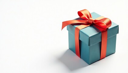 Obraz premium Colorful gift box with ribbon on white background, celebration, present, wrapping