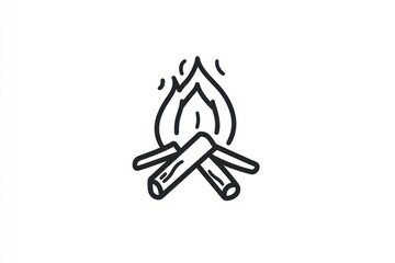 Fototapeta premium Campfire flames, wood burning, outdoors, nature background, website icon