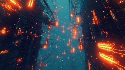 Fototapeta premium Futuristic City Tunnel with Neon Light