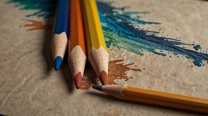 colored pencils on the paper
