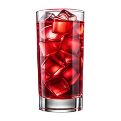 A Refreshing Glass Of Ruby-red Iced Beverage, Perfect For A Hot Summer Day, Filled With Glistening Ice Cubes Against A Bright Isolated on Transparent Background