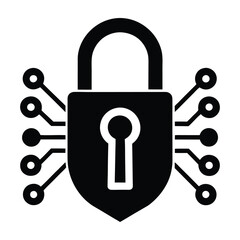 Digital Key Unlocking a Secure Device Silhouette in Flat Vector