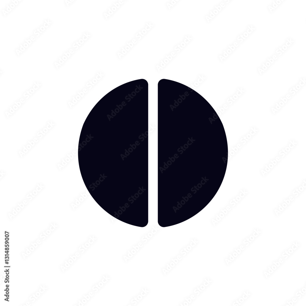 Poster a bold graphic design featuring a minimal black circle split in half creating a geometric pattern.