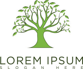 Obraz premium Minimalist dark green tree logo symbolizing growth, sustainability and nature. Modern vector design with clean lines, suitable for eco-friendly businesses, agriculture, conservation organizations.