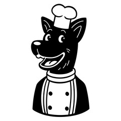 A smiling dog chef silhouette vector illustration 