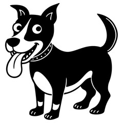Silly dog with it's tongue out silhouette vector illustration 