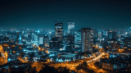 Naklejka premium Night Cityscape: Vibrant Nairobi Skyline at Night