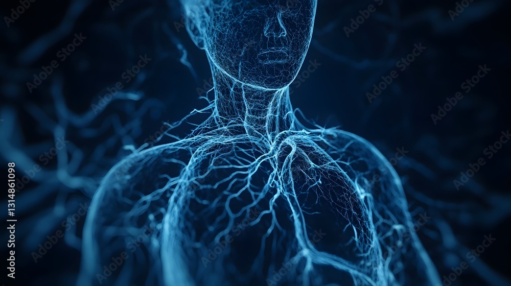 Poster rendering of the dynamic circulatory system in fluid motion