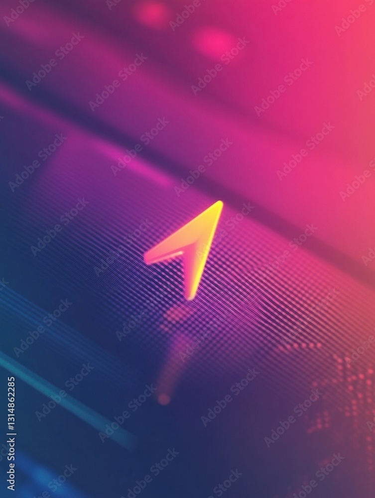 Aufkleber Minimalistic cursor icon representing technology services on a computer screen with soft gradient background and designated text area for design flexibility