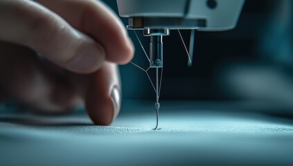 Sewing technique demonstration workshop educational content indoor setting close-up view craftsmanship focus