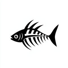 Fototapeta premium Stylized Fish Illustration in Black and White Art