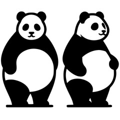 Adorable fat panda logo silhouette